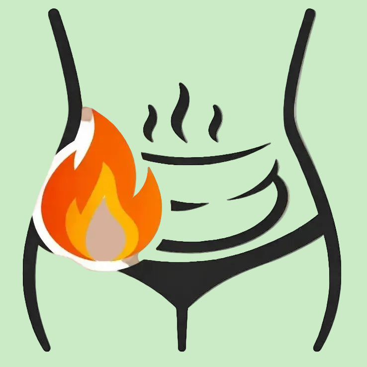 Outline of a waist with a flame on a white background