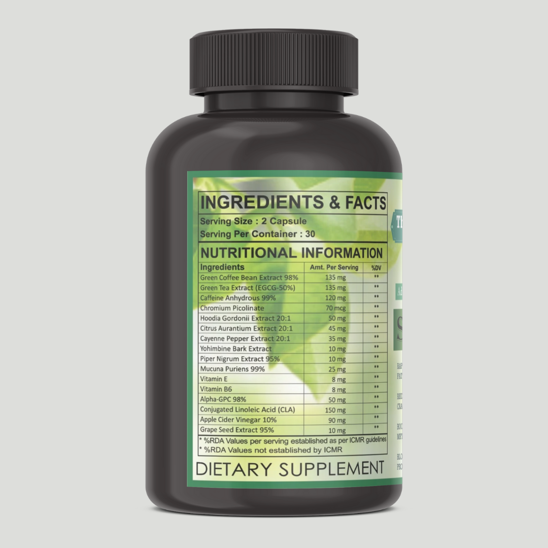 Slimfit bottle with label on a gray background