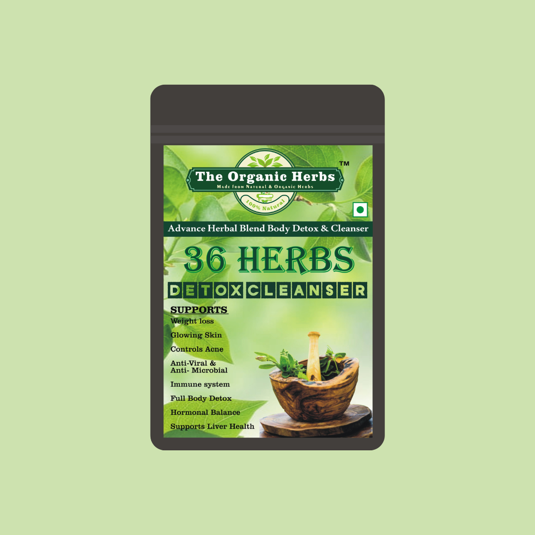 Herbal detox cleanser package with green background